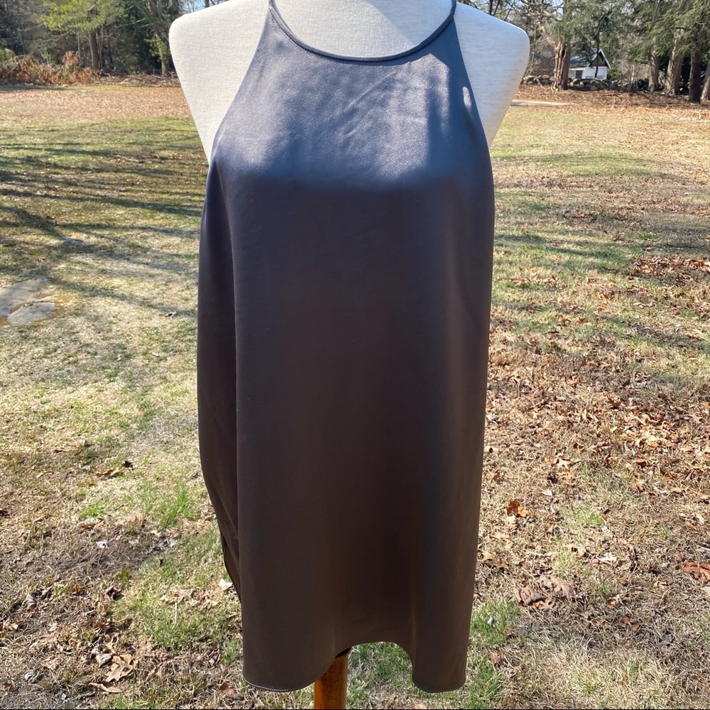 HALSTON HERITAGE TOP TANK GRAY SPAGHETTI STRAP Size XL